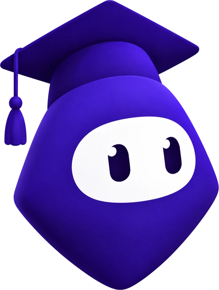 Mascote do Gabarita.IA: um ninja de capelo, o parceiro de estudos que acompanha o aluno dentro do app.